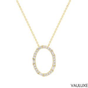 Luxury 18k Yellow Gold Oval Diamond Pendant Elegant Italian Design 0.29ct Rounds